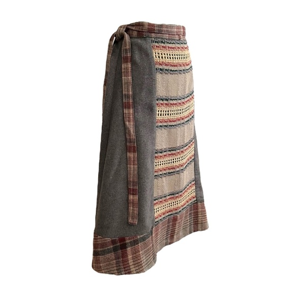 Vintage Artisan Wool Wrap Skirt by Rose Path Designs Woven Plaid Cottagecore S - Picture 4 of 14